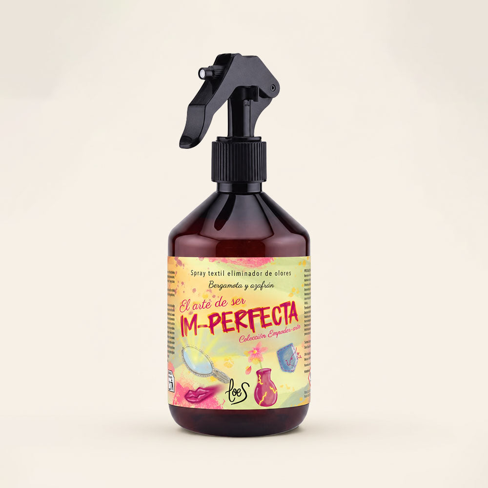 Spray textil eliminador de olores Im-Perfecta de LoeS, 500 ml de bergamota y azafrán para renovar sofás, cortinas y tejidos de toda la casa – D'Arome