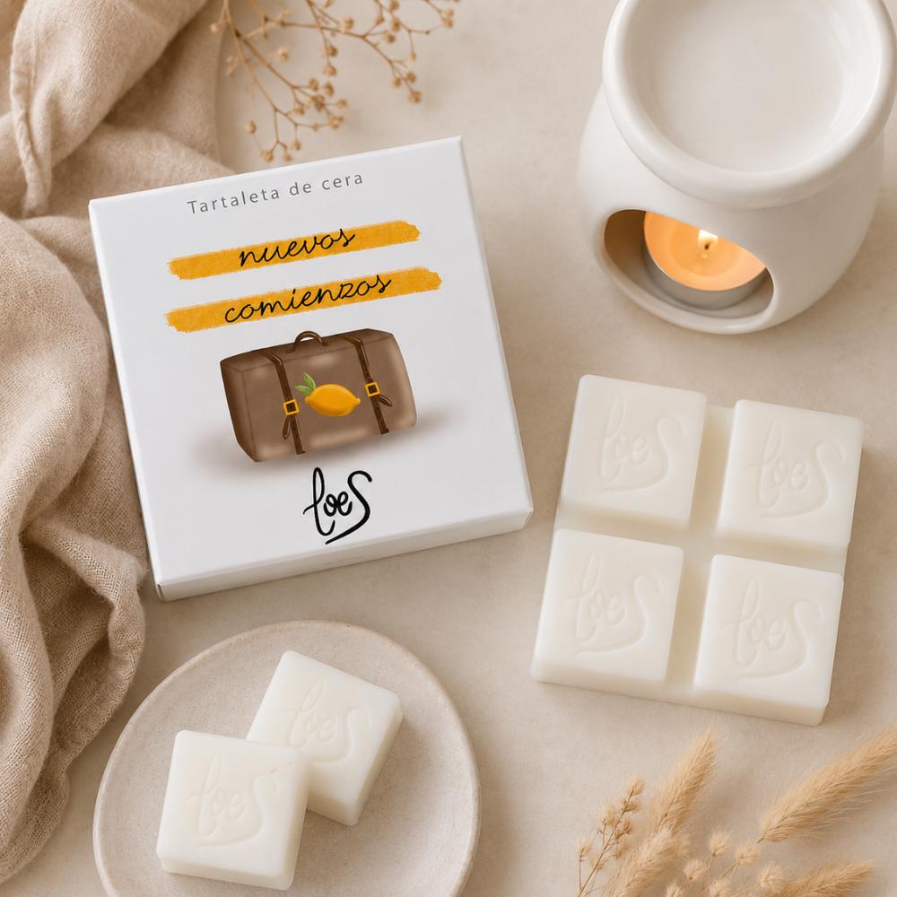 Tartaleta de cera Nuevos Comienzos LoeS limón y azahar: caja, piezas sueltas y quemador encendido, wax melt perfumado para hogar – D'Arome