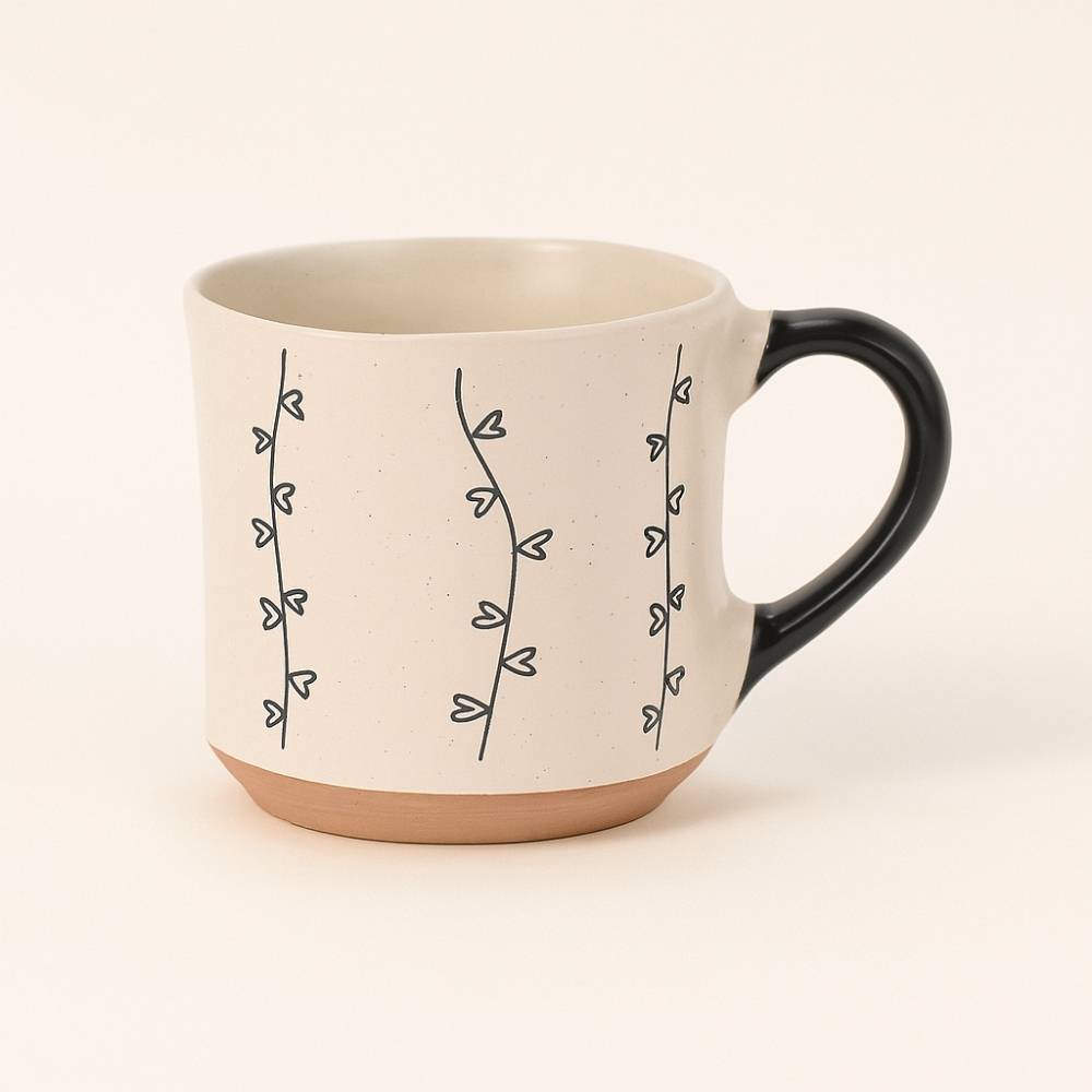 Empieza el día con calma con la Taza Hiedra de 350 ml. Toma tu té o café pero hazlo con estilo natural.