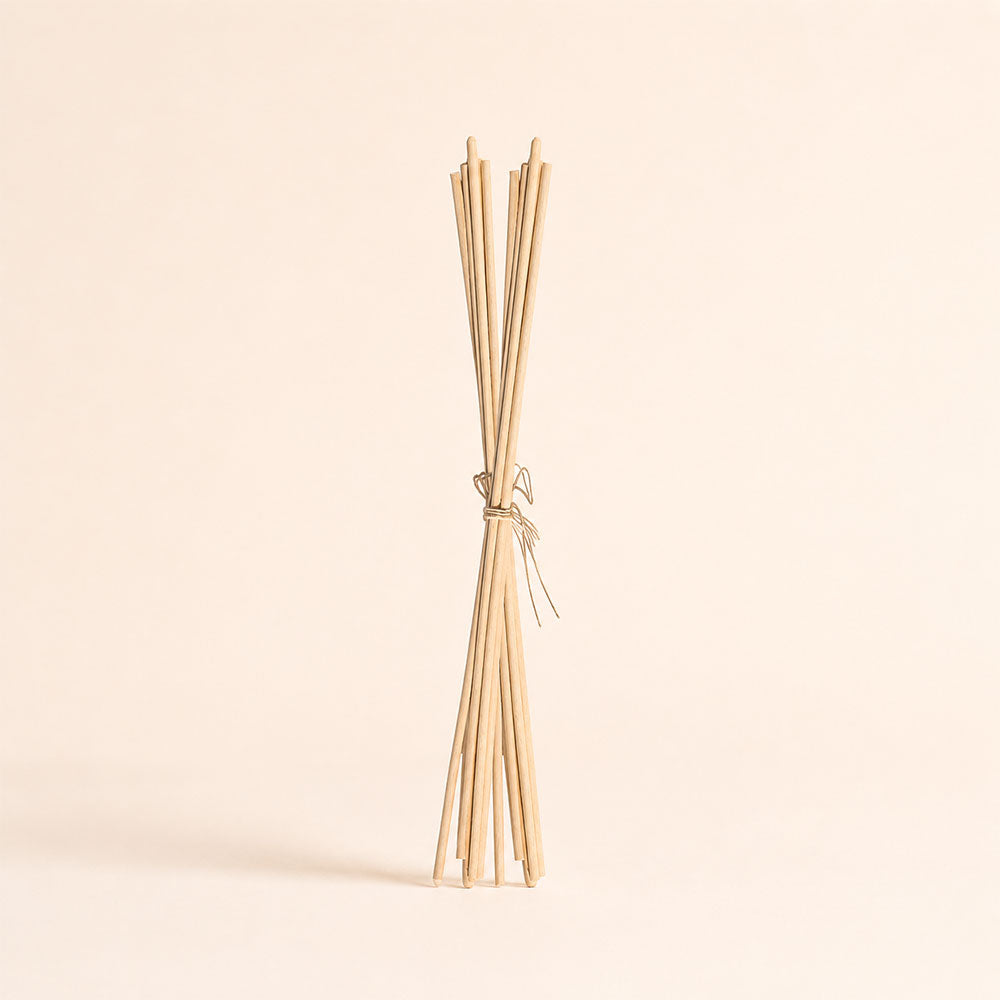 Ramillete de Varillas de mikado ratán en color natural 25cm LoeS - Pack 8 varillas recambio ambientador mikado - Ratán 100% natural absorción óptima difusión constante - Marca propia D'Arome