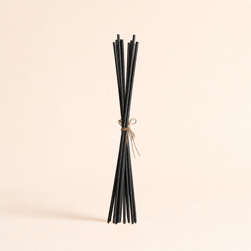 Varillas para mikado de ratán negras 25cm LoeS - Pack 8 varillas estética minimalista contemporánea decoración moderna elegante - Recambio en color negro - Marca propia D'Arome
