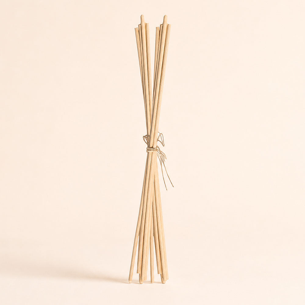 Varillas para mikado de ratán en color natural de 30cm formato XL marca LoeS - Pack 8 varillas fibra vegetal biodegradable envases grandes salones amplios recambio ambientador - Marca propia D'Arome