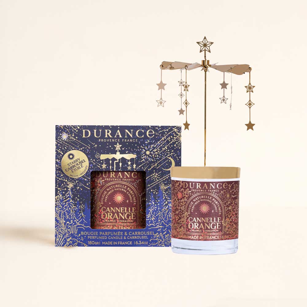 Vela carrusel canela naranja: cera 100% natural, aroma cálido y especiado. ¡Un ballet de luz, aroma y magia navideña! ¿Te la vas a perder?