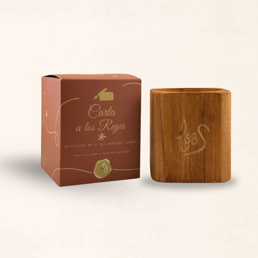 Vela decorativa con mecha de madera Carta a los Reyes cuadrada – LoeS
