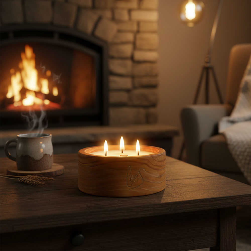 Vela decorativa con 3 mechas de madera Carta a los Reyes redonda – LoeS