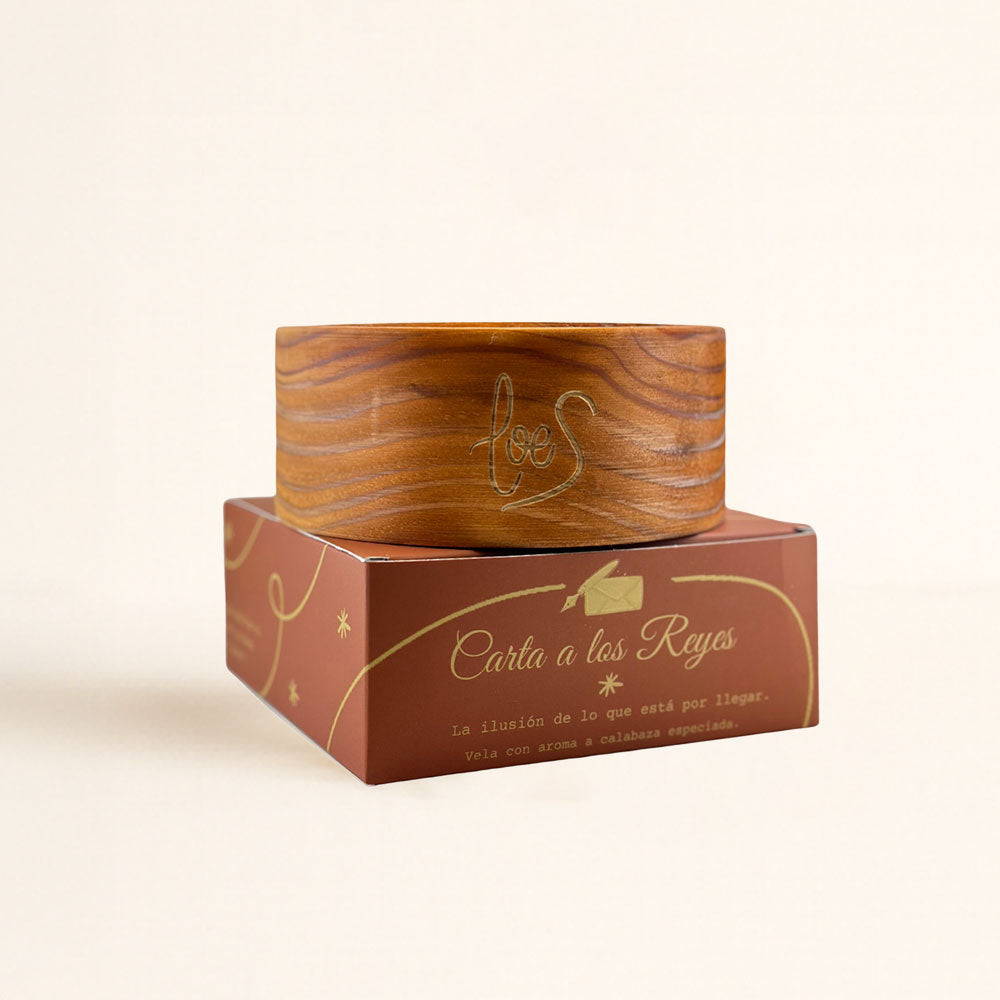 Vela decorativa con 3 mechas de madera Carta a los Reyes redonda – LoeS