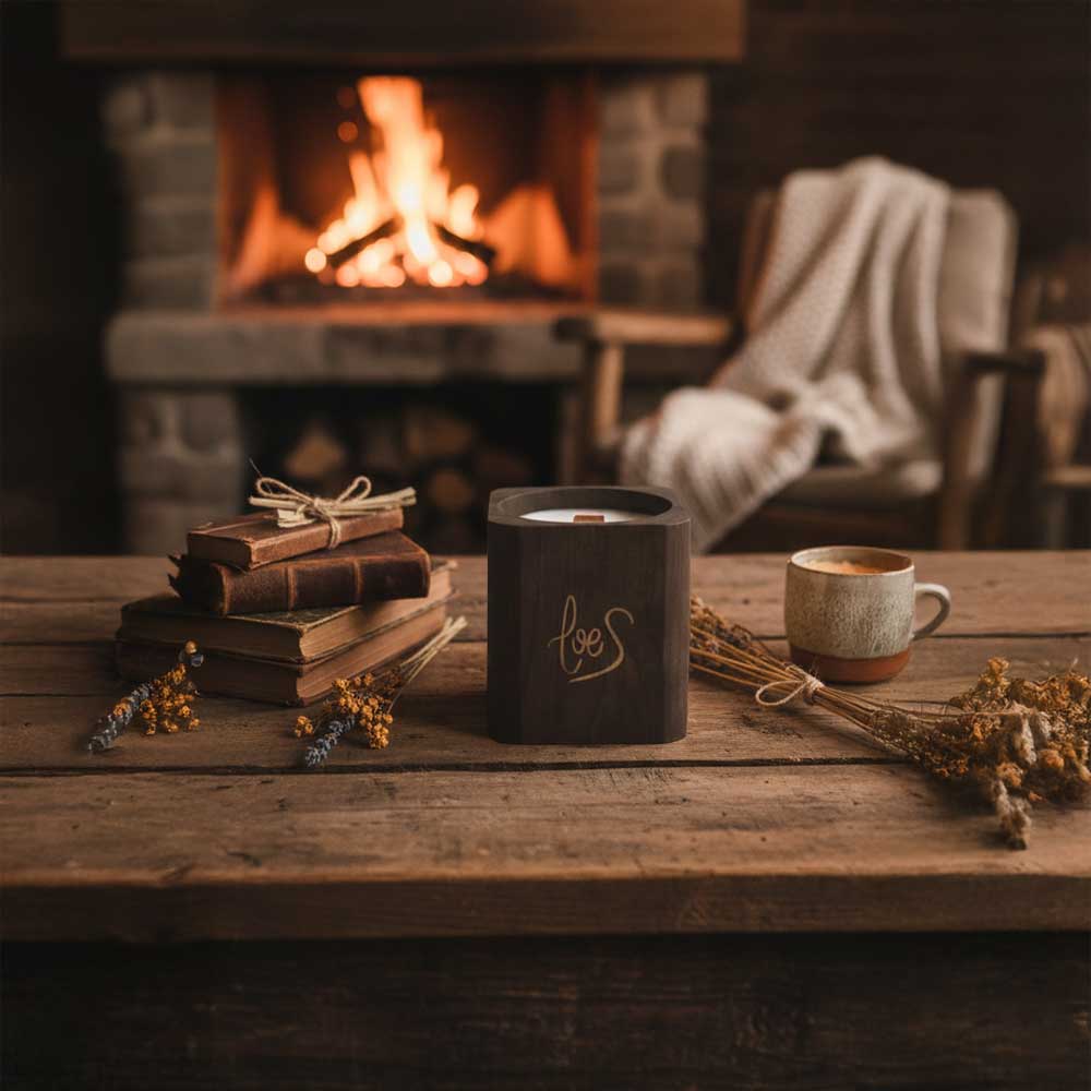Vela decorativa con mecha de madera Villancicos por las Calles cuadrada – LoeS