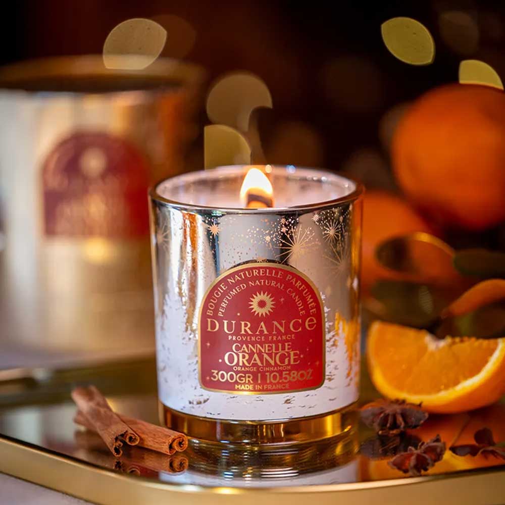 Vela aromatica de cera natural CANELA NARANJA 300gr – Durance