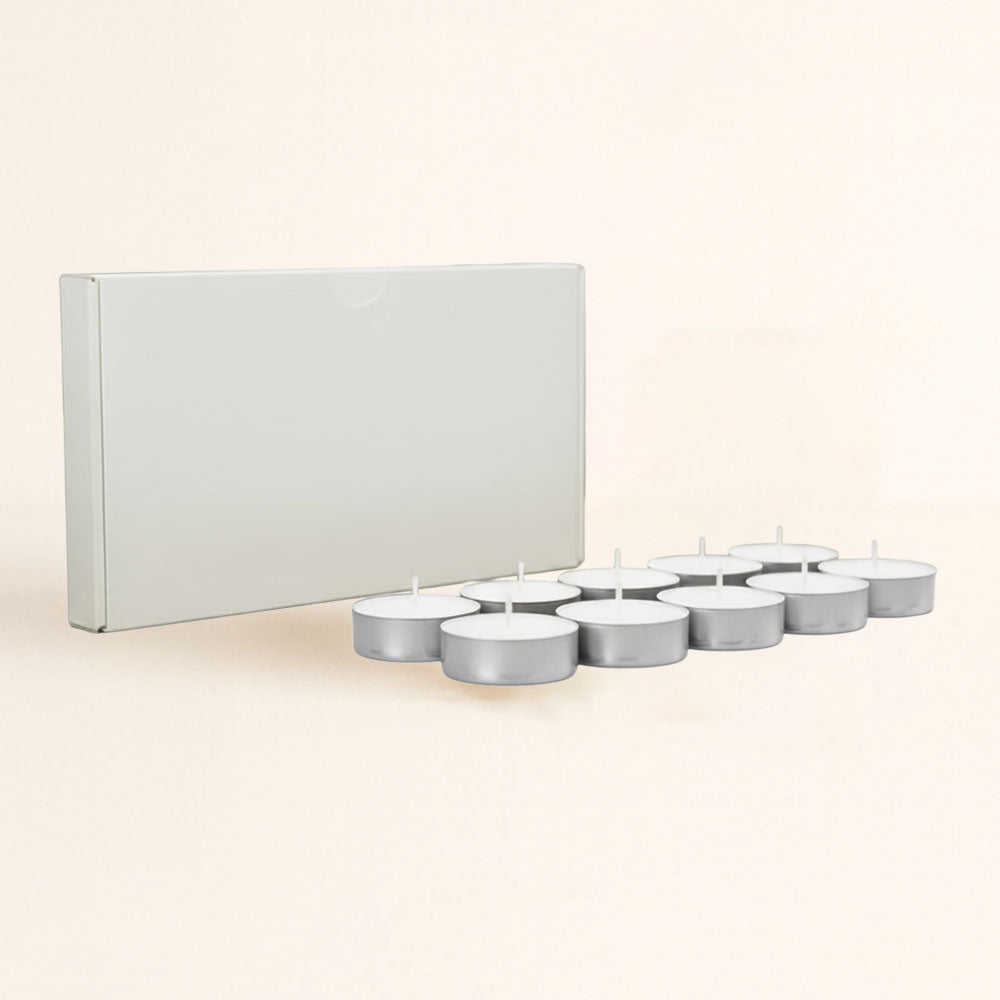 Pack de 10 velas de té ideales para quemadores y portavelas. Su luz cálida, crea un ambiente acogedor al instante. ¡Perfectas para aromaterapia!