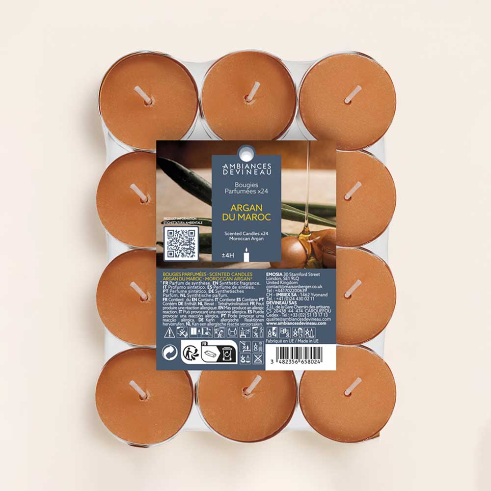 Las velas de té perfumadas Argán de Marruecos desprenden un perfume cálido y oriental. Perfectas para cenas y veladas íntimas. ¡Descúbrelas!