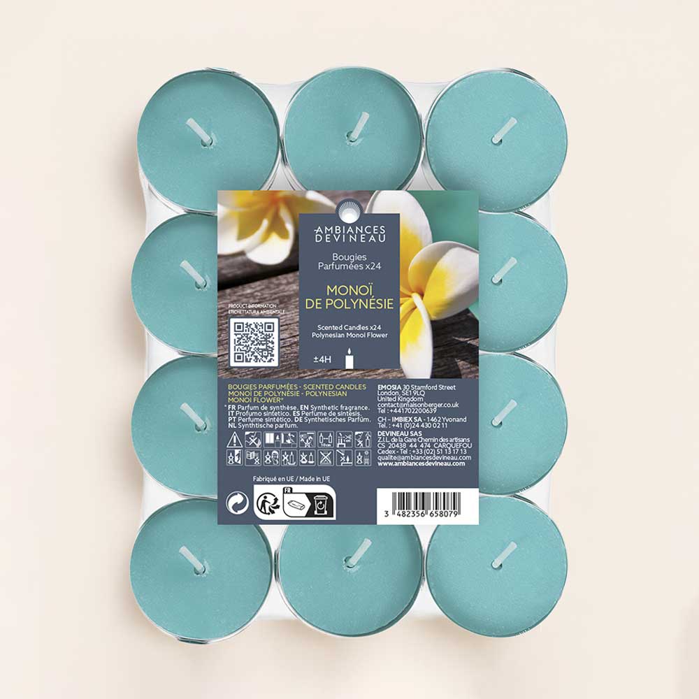 Siente el verano con las velas de té perfumadas Monoï de Polinesia. Perfume floral que crea un ambiente tropical. ¿Te atreves a probarlo ahora?