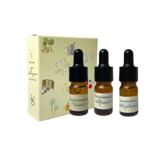 Cajita un homenaje a los recuerdos 3 mini brumas 5 ml aromas loes D'Arome
