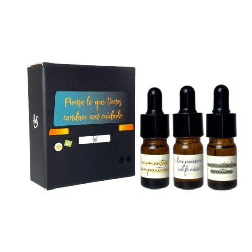 Cajita para el difusor del coche con tres mini brumas de 5 ml de LoeS