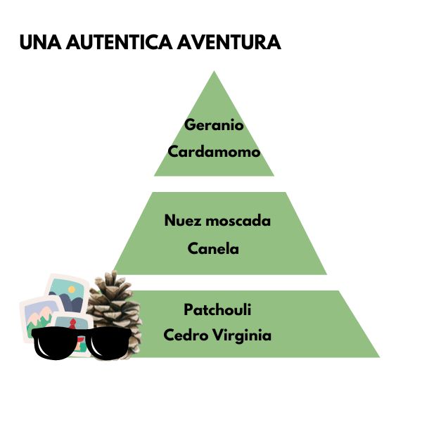 Piramide olfativa del aroma Una Autentica Aventura de la marca LOES D'Arome