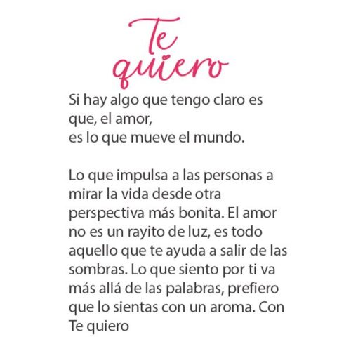 Mensaje del aroma te quiero de la colección muy vuestro de LoeS