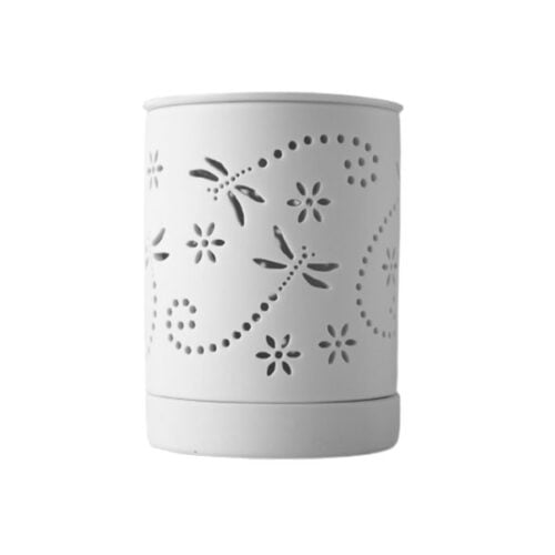 Quemador libelula de velita con diseño que contiene libelulas y flores de D'Arome