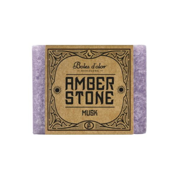 Tarta de cera perfumada de color purpura, Musk (White Musk) - Amber Stone de la marca Boles d'olor, hecha a mano con productos vegetales, con una fragancia suave y ligera con toques florales, ideal para perfumar el hogar con cualquier quemador de velita o eléctrico, disponible en D'Arome.