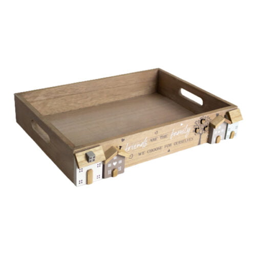 Bandeja grande natural ideal para guardar cualquier cosa. Su diseño tiene varias casas.