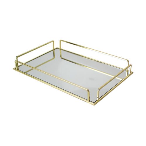 Bandeja dorada para la decoración de metal y con espejo dorada de D'Arome