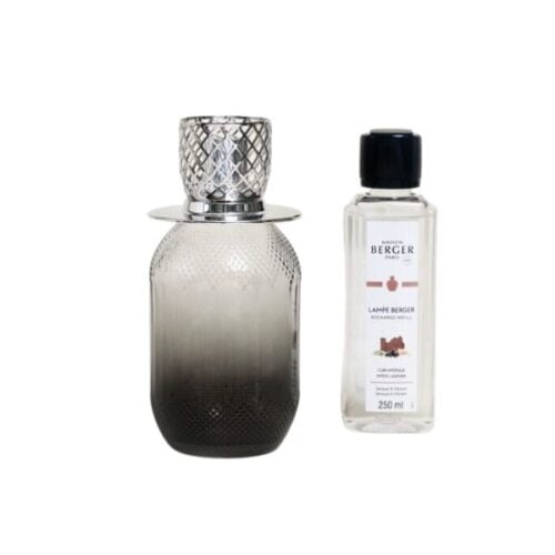 Lámpara de la colección Evanescense gris con aroma Mystic Leather de la marca Berger de D'Arome