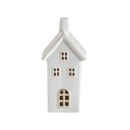 Casa decorativa de cerámica con iluminación de led con pilas de la marca Mathilde M de 21cm de D'Arome