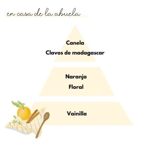 Pirámide olfativa del aroma en casa de la abuela de la marca Loes para D'Arome