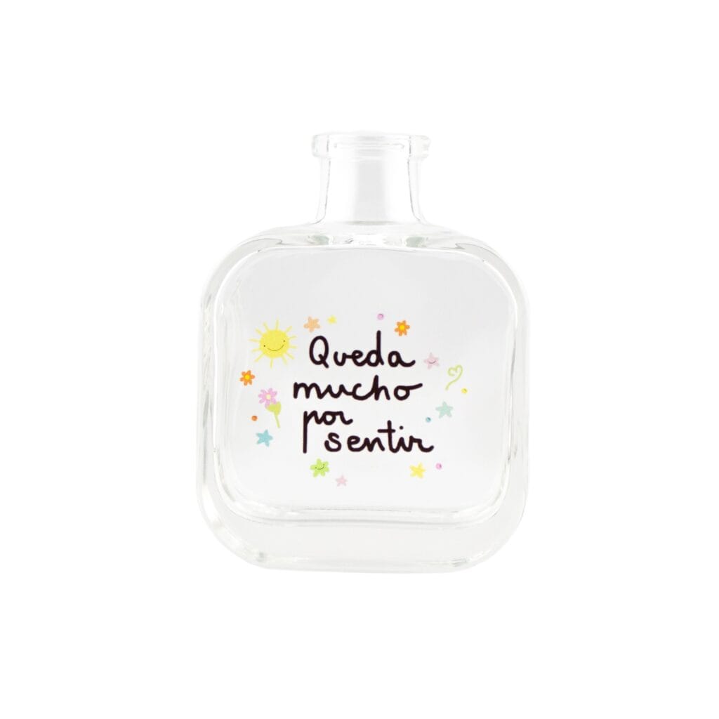 Tarro de los recuerdos de 200 ml para recambio de mikado con la frase Queda mucho por sentir de Loes para D'Arome