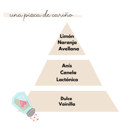 Pirámide olfativa del aroma una pizca de cariño de la marca Loes para D'Arome