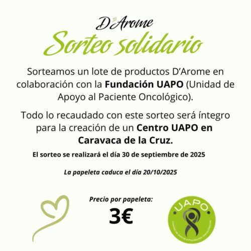 Por solo 3 €, entra en el sorteo solidario de un lote y colabora en la creación de un centro oncológico en Caravaca. ¡🎗️ Participa y ayuda con aroma!
