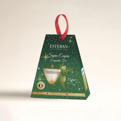 Caja Regalo Navidad Sapin Exquis Esteban: Vela + Spray. Aroma de abeto, ámbar y vainilla. Un regalo elegante y festivo, ideal para esta Navidad.