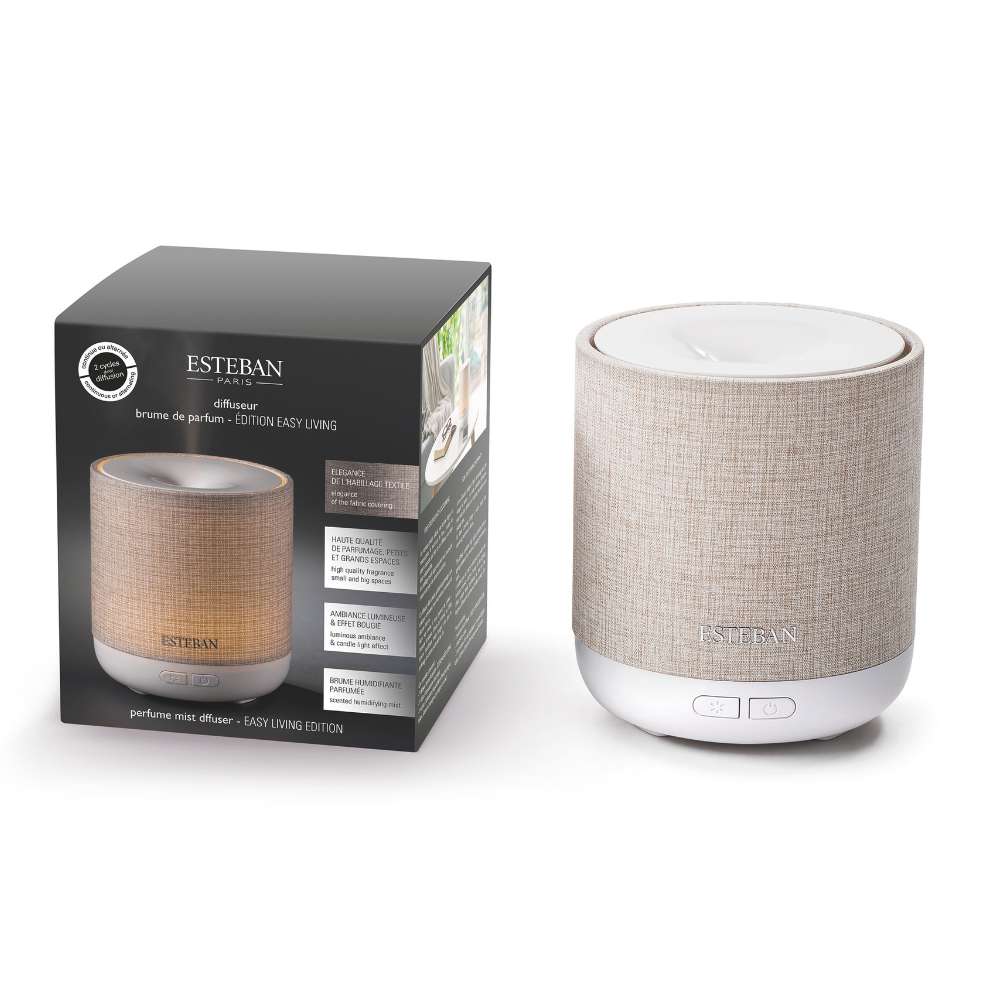 Bonito por fuera, potente por dentro. Difusor de aromas Easy Living con luz cálida. Funciona con brumas, aceites o concentrados. ¡Descúbrelo!