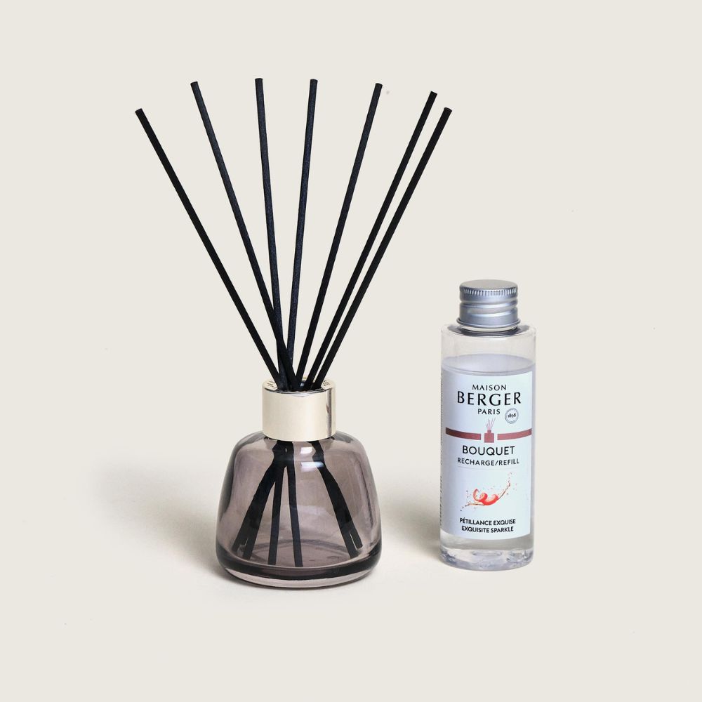 Mini Bouquet perfumado Rosalie: Perfuma fácil con un toque elegante. Incluye varillas negras y aroma Pétillance Exquise, chispeante y festivo.