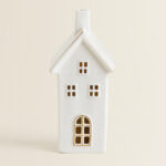 CASITA DE CERÁMICA -  Blanca con iluminación led 21cm