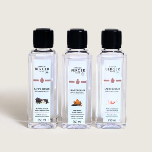 Descubre el Triopack Rosalie con 3 aromas icónicos: Splendeur Vanillée, Tabac Ambré y Pétillance Exquise. ¡Purifica, elimina olores y perfuma!
