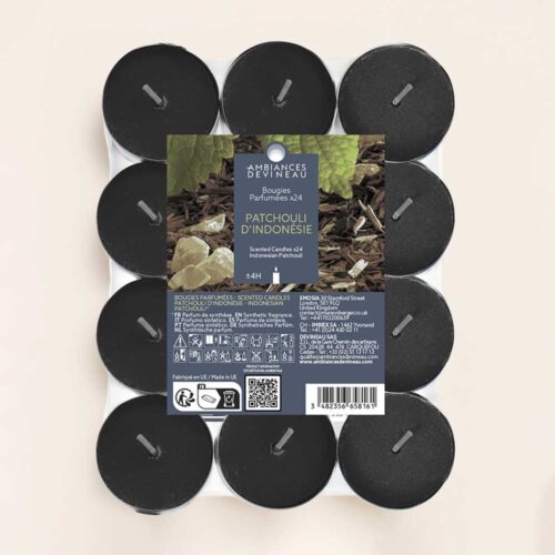 Crea un ambiente bohemio con velas de té perfumadas Pachuli de Indonesia. Aroma amaderado, intenso y envolvente. ¡Despierta tu creatividad!