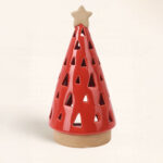 Portavelas Árbol de Navidad Rojo grande de 20 cm ❤️. Luz cálida y diseño artesanal que llena tu Navidad de color y alegría. ¡Descúbrelo ya!