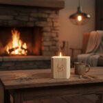 Vela decorativa con mecha de madera Mantel Puesto en la Mesa cuadrada – LoeS - Imagen 2