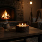 Vela decorativa con 3 mechas de madera Villancicos por las Calles redonda – LoeS - Imagen 2