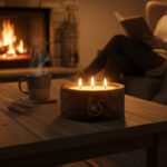 Vela decorativa con 3 mechas de madera Villancicos por las Calles redonda – LoeS - Imagen 4